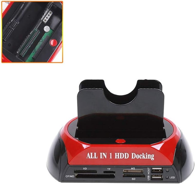 Karlak Multifunctional Hard Disk Base 2.5/3.5 inch IDE/SATA Mobile Hard Disk Base Dual-bay HDD Docking Station US Plug - Image 5